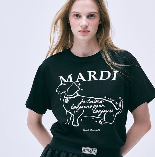 MARDI MERCREDI TSHIRT SWING THE TAIL DDANJI FLOWER CHOKER_BLACK IVORY