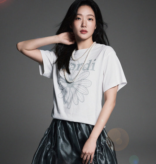MARDI MERCREDI TSHIRT FLOWERMARDI_WHITE LIGHTGREY