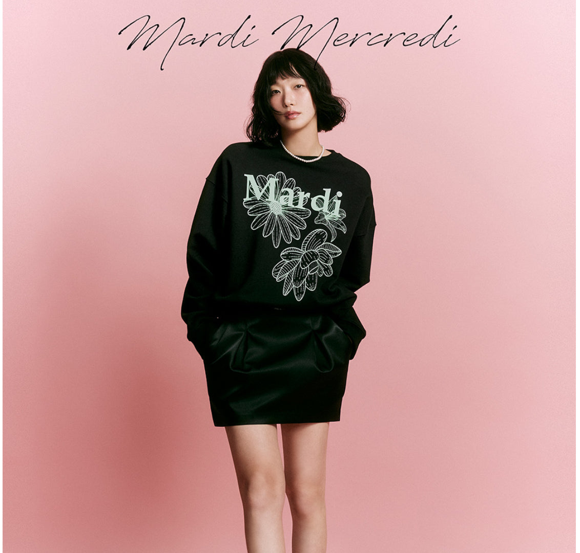 MARDI MERCREDI SWEATSHIRT TRIPLE FLOWER_BLACK MIN