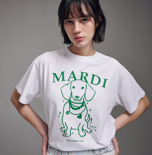 MARDI MERCREDI TSHIRT SWING THE TAIL DDANJI PEARL NECKLACE_WHITE GREEN