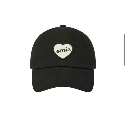 HEART RUBBER PATCH BALL CAP-BLACK