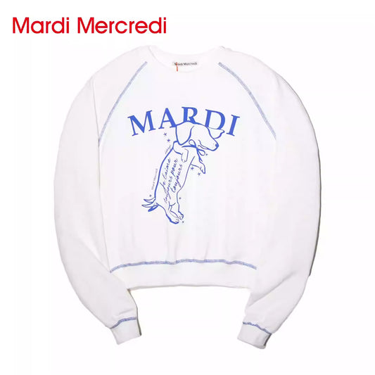 Mardi Mercredi Sweatshirt Raglan Swing The Tail Ddanji - White Blue