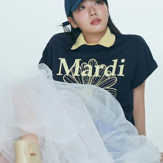Mardi Mercredi Tshirt FlowerMardi - Navy Lemon