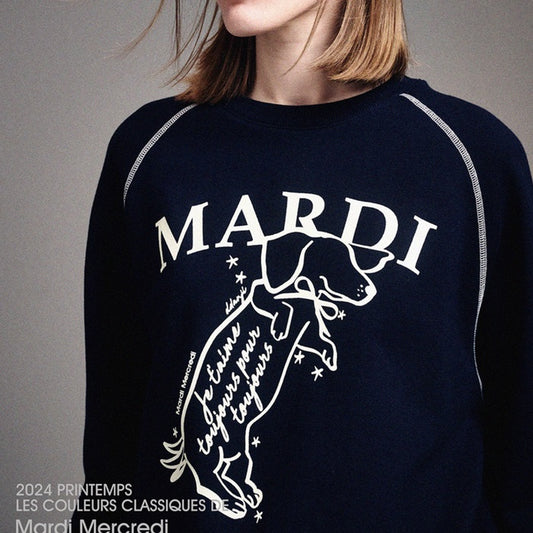 Mardi Mercredi Sweatshirt Raglan Swing The Tail Ddanji - Navy Cream