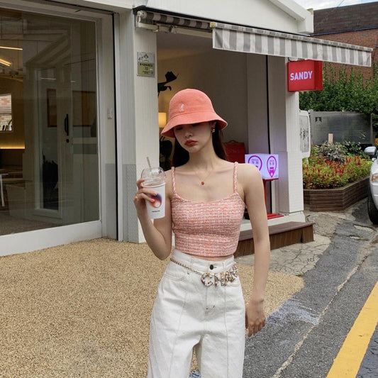 Seooocookie White Check Jeans