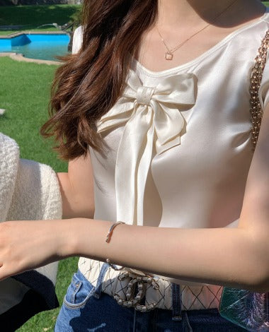 Seooocookie Silk Ribbon Sleeveless