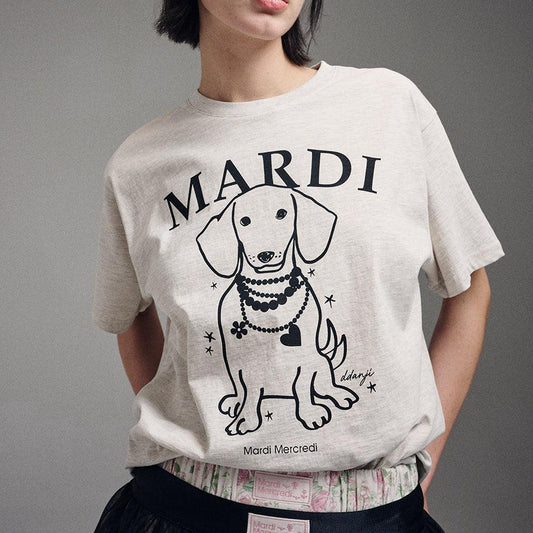 Mardi Mercredi Tshirt Swing The Tail Ddanji Pearl Necklace_Oatmeal Black