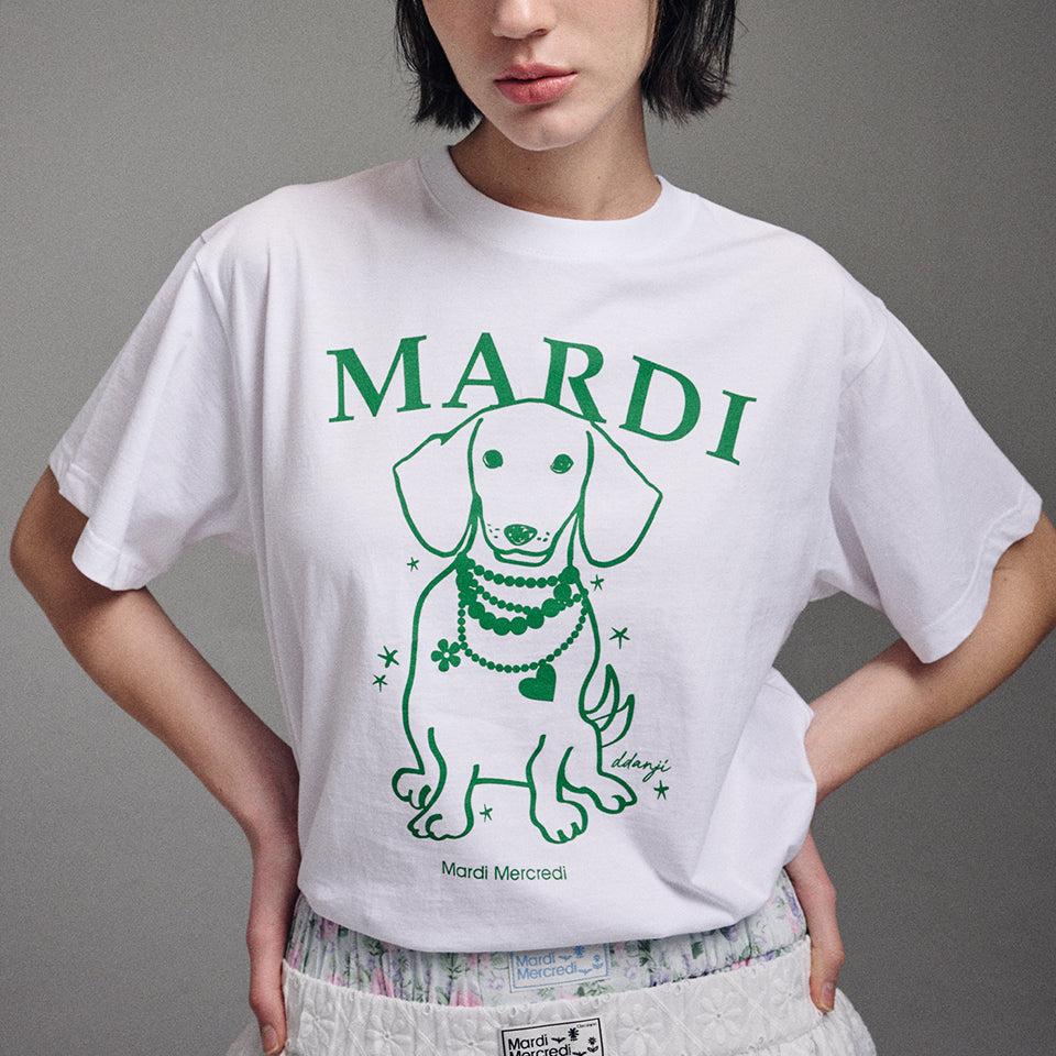 Mardi Mercredi Tshirt Swing The Tail Ddanji Pearl Necklace - White Green