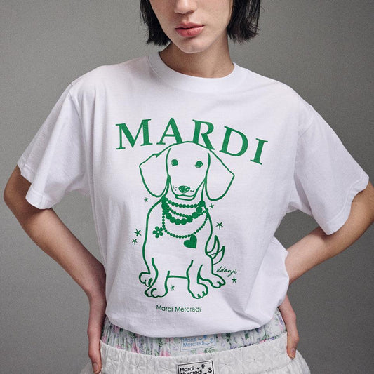 Mardi Mercredi Tshirt Swing The Tail Ddanji Pearl Necklace - White Green