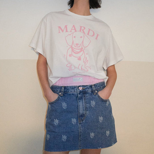 Mardi Mercredi Tshirt Swing The Tail Ddanji Pearl Necklace - White Pink