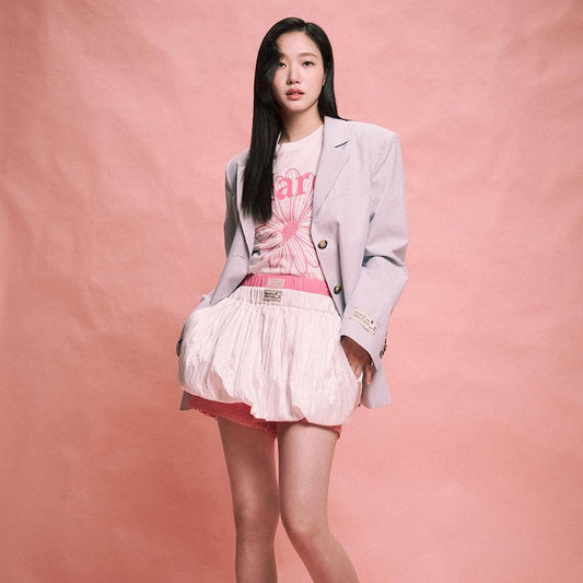 Mardi Mercredi Ballon Mini Skirt Crinked-White