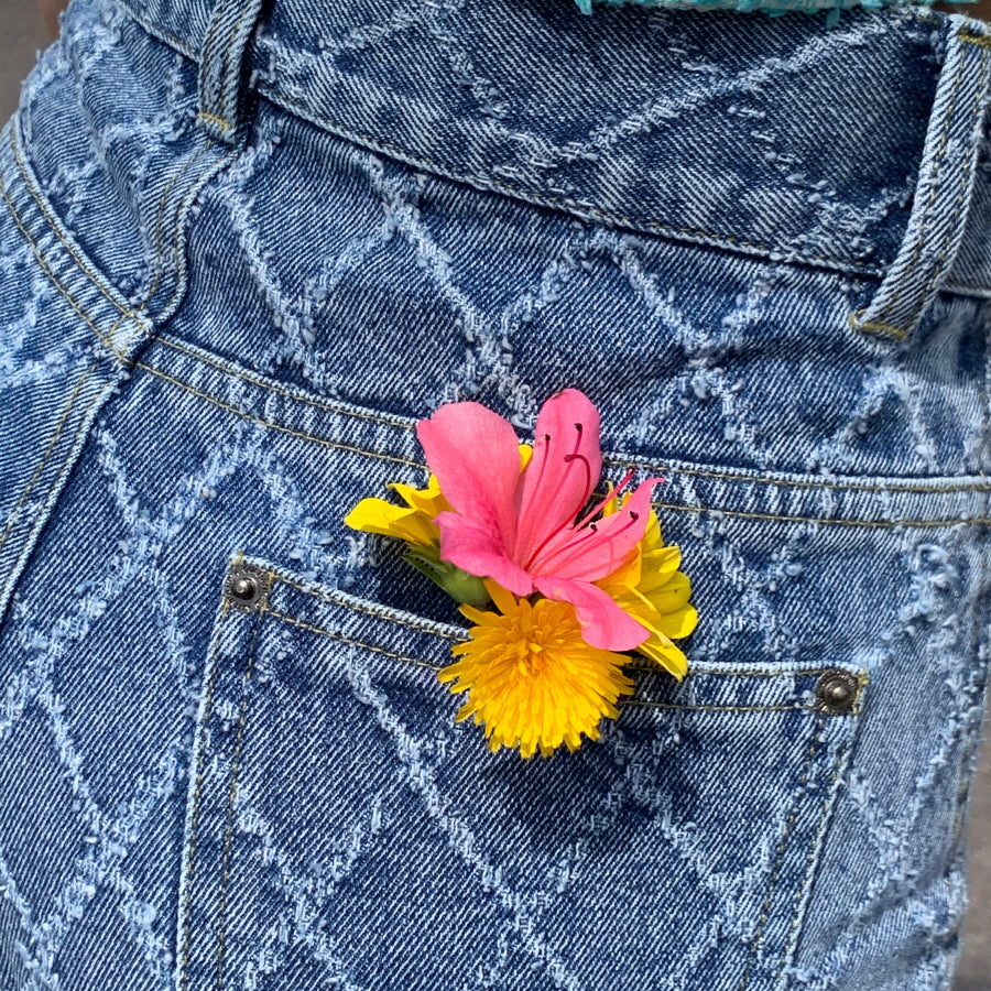 Seooocookie High Waist Checked Jeans