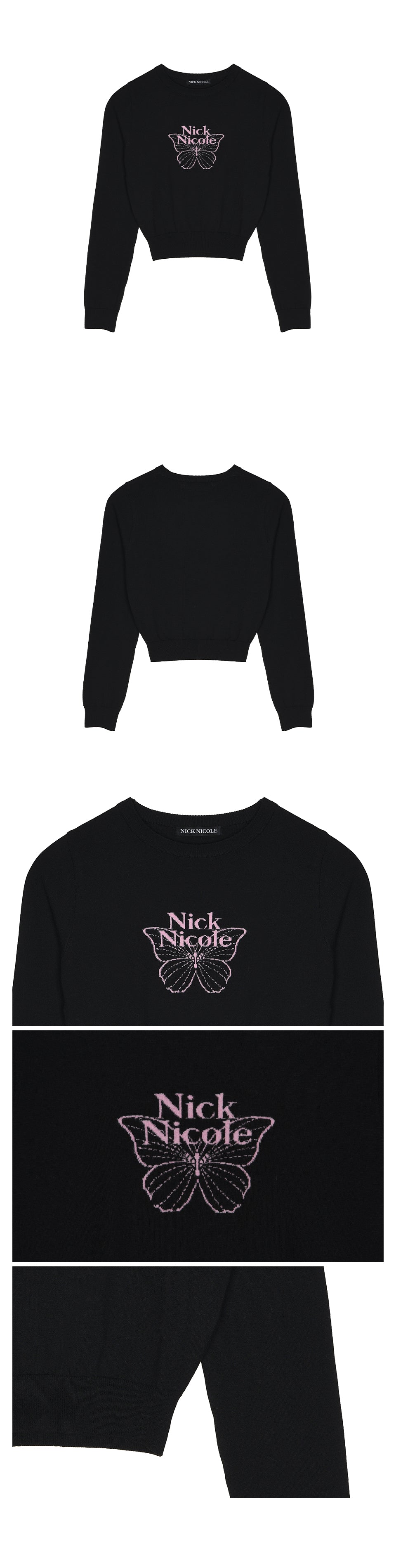 Nick Nicole Mini Butterfly Signature Sleeve Knit_Black Pink