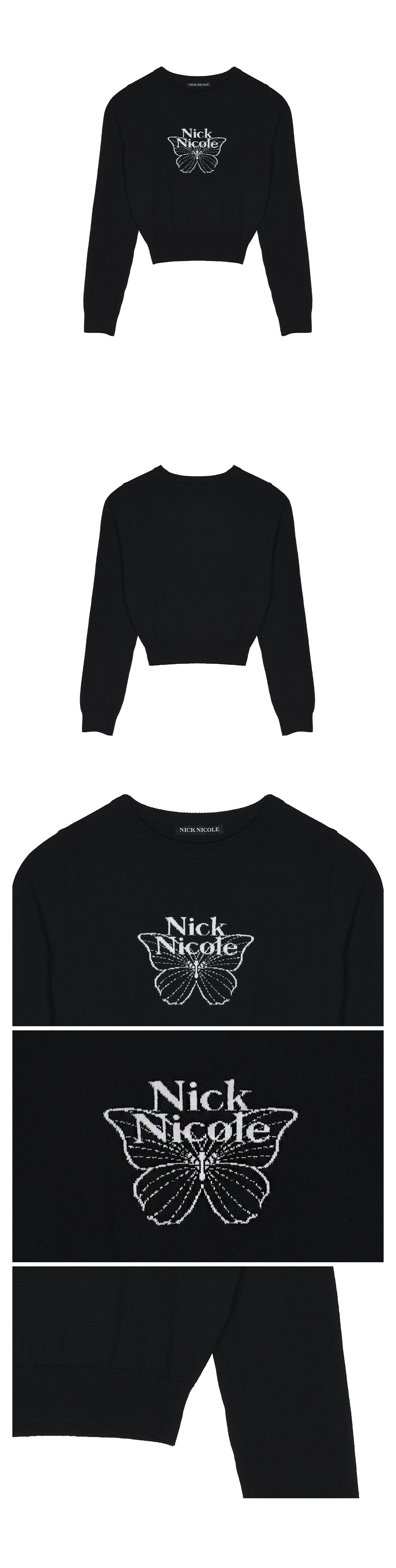 Nick Nicole Mini Butterfly Signature Sleeve Knit_Black White
