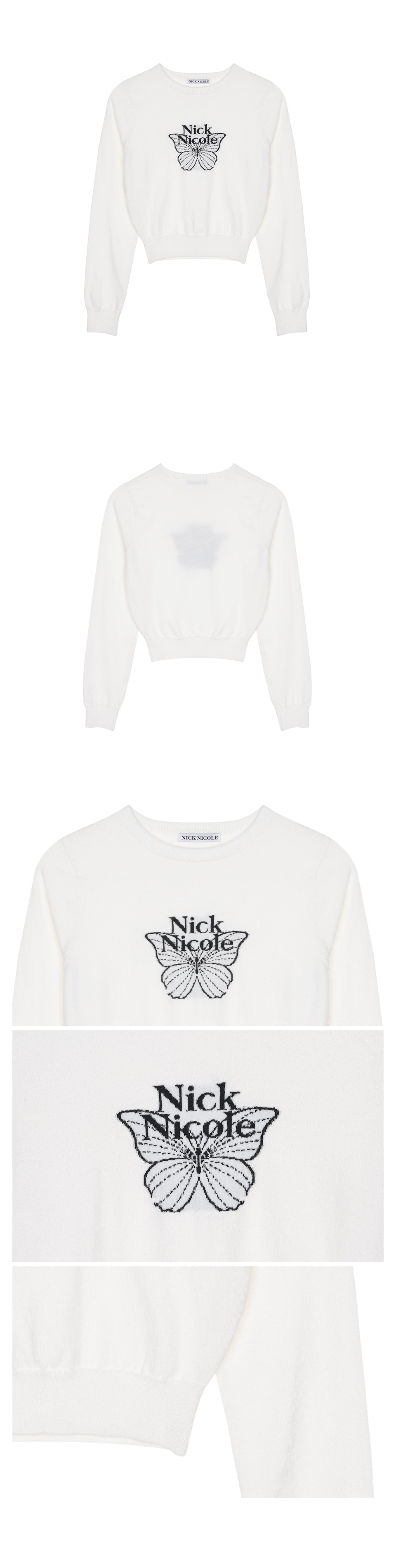 Nick Nicole Mini Butterfly Signature Sleeve Knit_Ivory Black