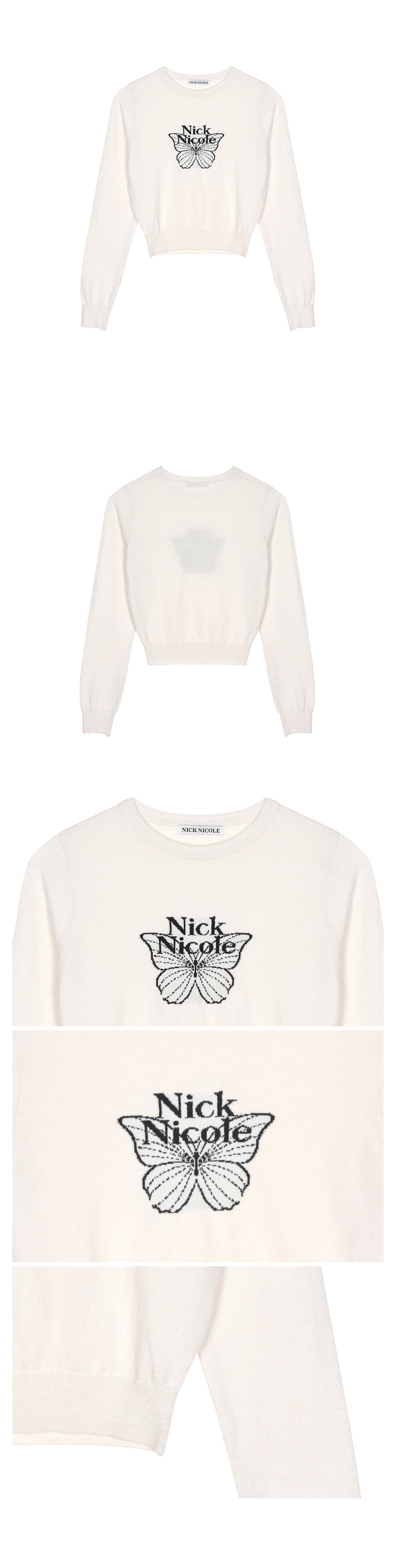 Nick Nicole Mini Butterfly Signature Sleeve Knit_Cream Black